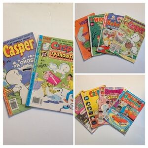 10 vintage Casper The friendly ghost and Sabrina the teenage witch comic books
